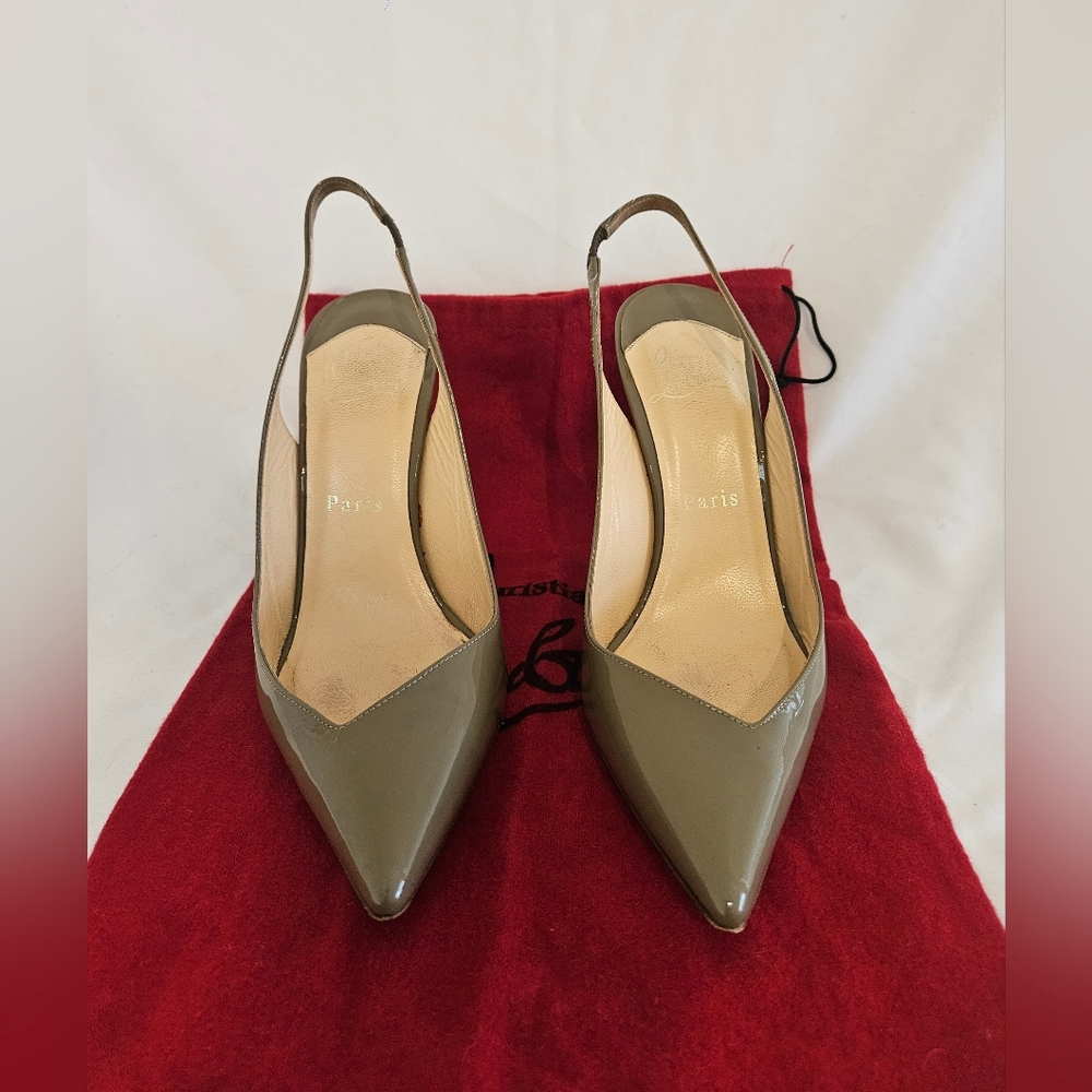 Christian Louboutin Olive Slingback Heels - Picture 3 of 7